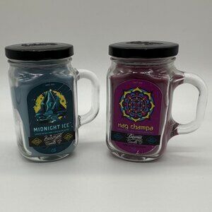 Beamer Candle Co. Mason Jar Candle Set – Midnight Ice & Nag Champa (New, Unused)